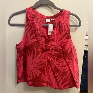 NWT GAP Pink & Red Tropical Print Sleeveless Camisole Blouse size small